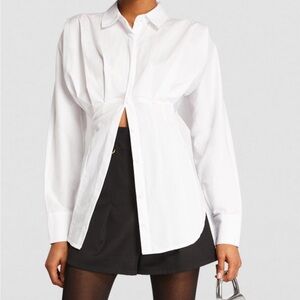Good American Long-Sleeve Structured Shirt - Size Medium - $24